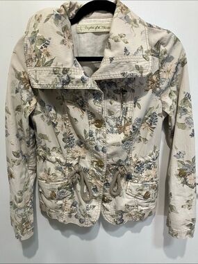 Daughters Of The Liberation Floral Utility Jacket Anthropologie High Neck Size 4